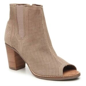 Toms Women Majorca Ankle Leather Heels Open Peep Toe shoes boots sz 7